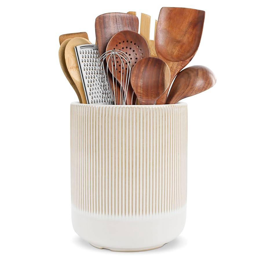 RedCall Kitchen Utensils Holder Large,Ceramic Utensil Organizer for Countertop,Morden Utensil Cro... | Amazon (US)