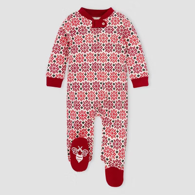 Burt's Bees Baby® Baby Organic Cotton Snowflake Fair Isle Sleep N' Play - Pink | Target