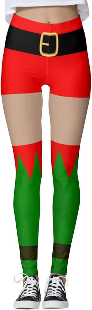 Athletic Christmas High Rise Leggings for Women Soft & Slim Graphic Lift Santa Tights Ultra Soft ... | Amazon (US)