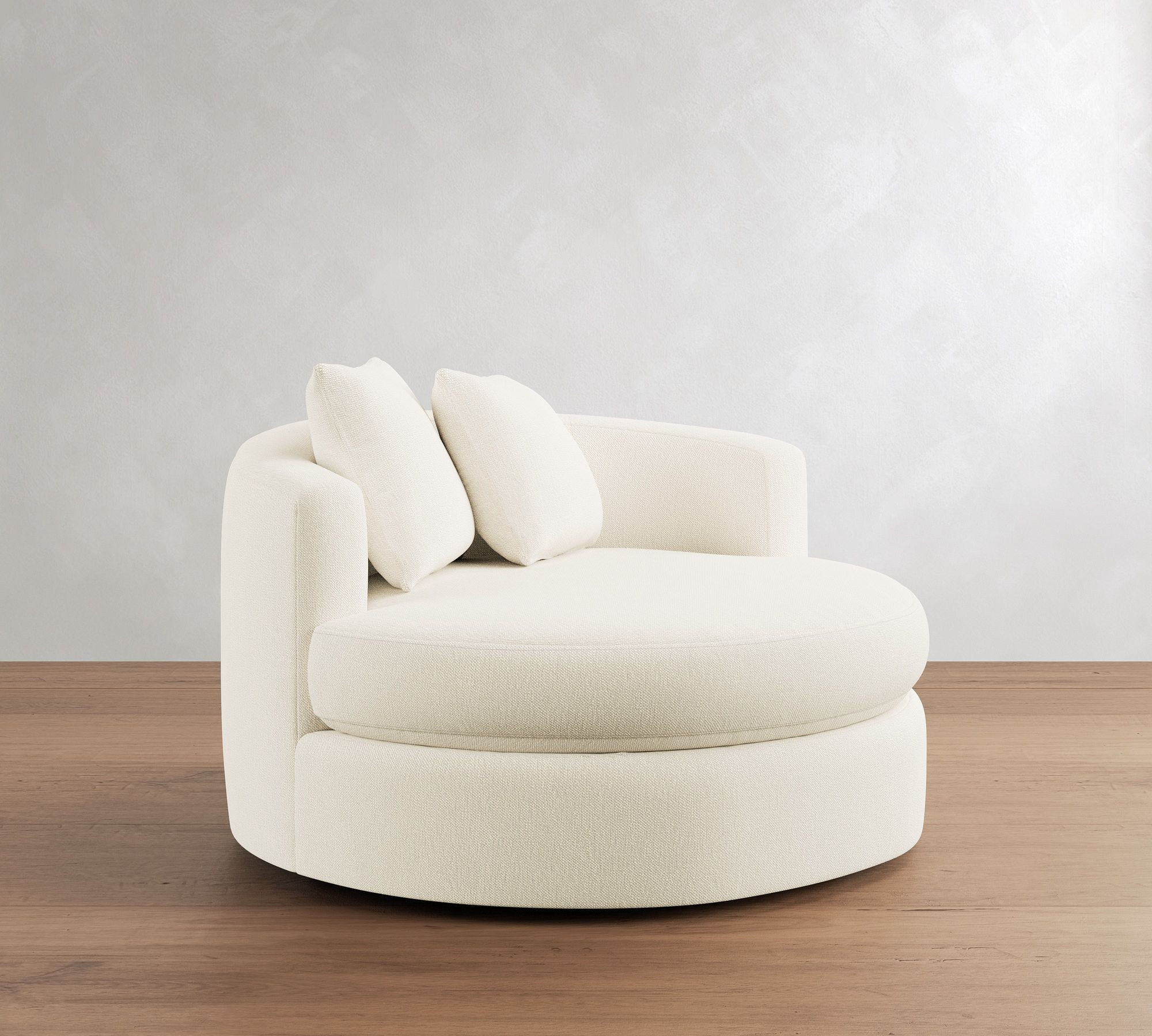 Balboa Upholstered Grand Swivel Armchair, High Performance Contract Grade Cushions, Performance Pebble Weave White | Pottery Barn (US)