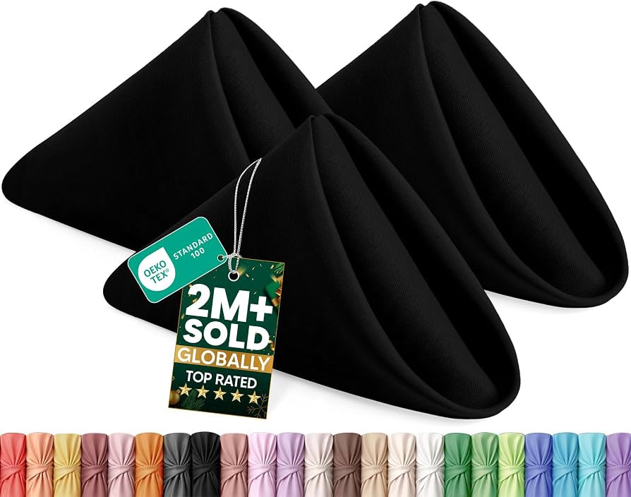 Utopia Home [12 Pack, Black] Cloth Napkins 20x20 Inches, 100% Polyester | Amazon (US)