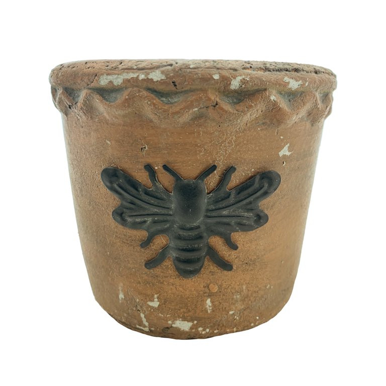 Way to Celebrate Spring Cement 4.6" Small Terracotta Pot with Bee Icon | Walmart (US)