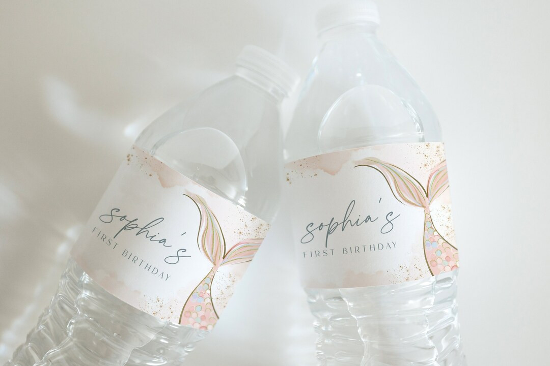 Mermaid Water Bottle Label Template, Boho Mermaid Birthday, Oneder the Sea, Girl Birthday Party E... | Etsy (US)