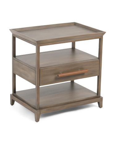 28in Leather Wrapped Pull Side Table | TJ Maxx