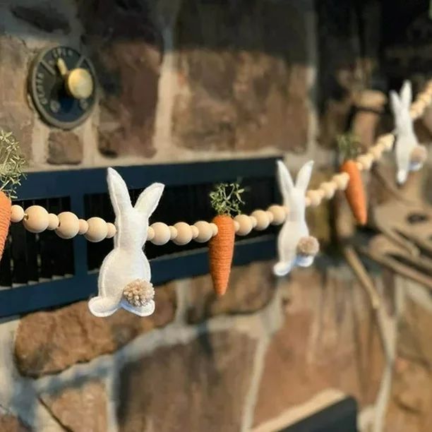 Easter Bunny Carrot Garland, Easter Banner Wreath Decorations for Happy Easter, Stuffed Rabbit, E... | Walmart (US)