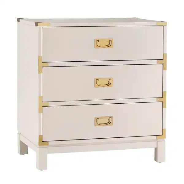 Kedric 3-drawer Goldtone Accent Nightstand by iNSPIRE Q Bold - White | Bed Bath & Beyond