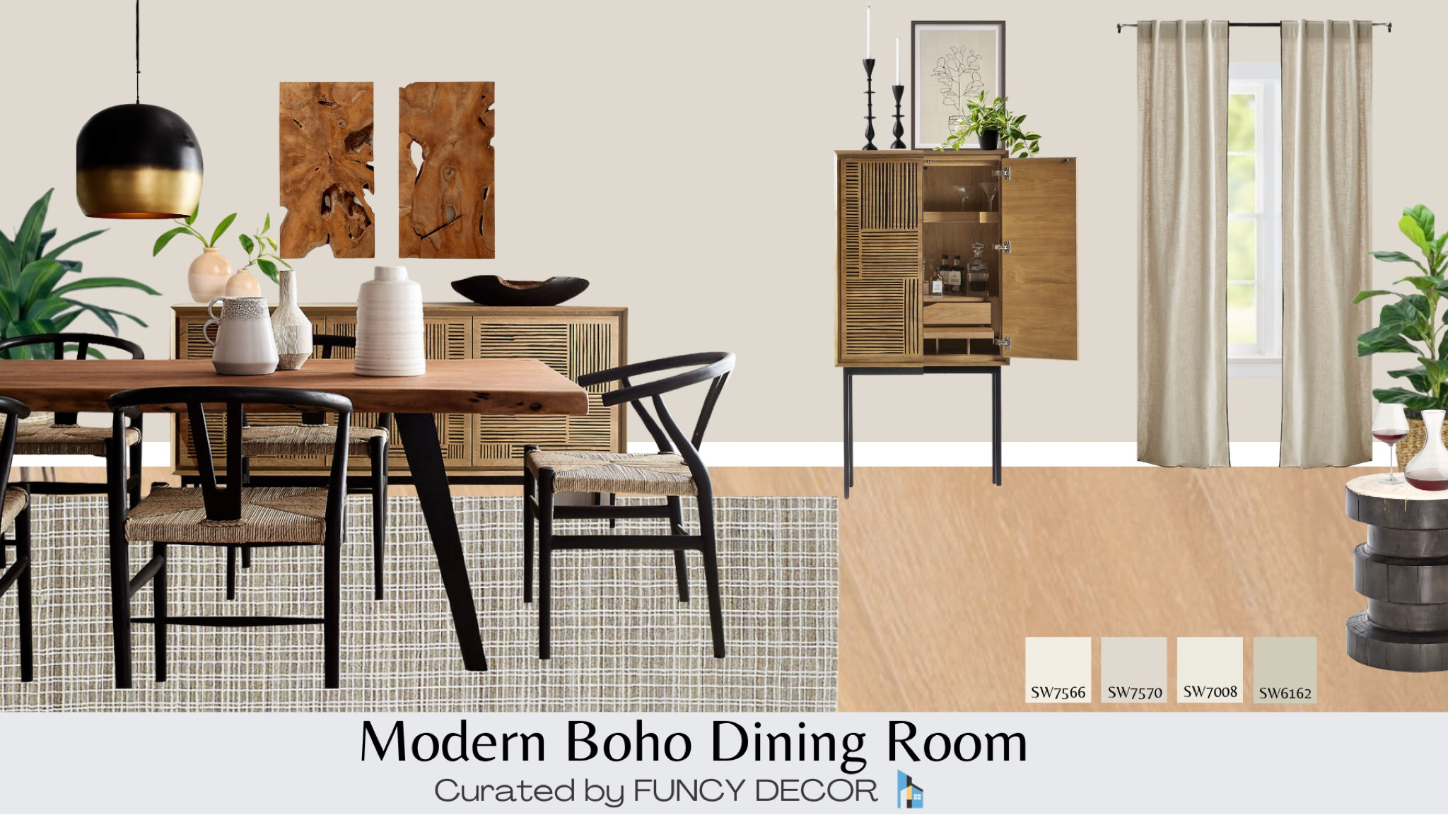 This Modern Boho dining room is organic with the use of raw materials, traveled wear, and plants.  Pieces are curated almost exclusively from Crate and Barrel.  Plants are from Target and Pottery Barn.

#LTKhome #LTKstyletip #LTKFind
