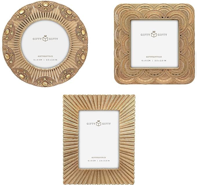 Classic Gold 1920s Mini Frame Set/Set of 3/2.5x2.5 & 2.5x3.5 In | For Tabletop Display | Perfect ... | Amazon (US)