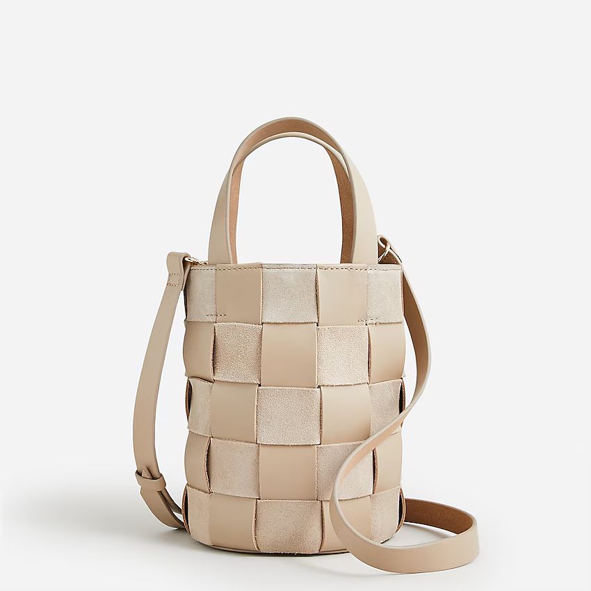 Woven bucket bag in leather and suede | J.Crew US