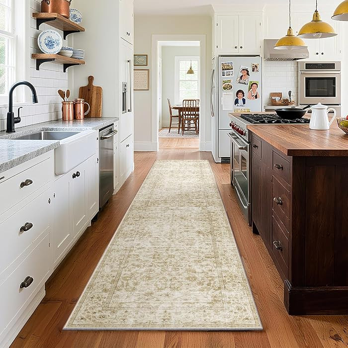 Washable Kitchen Rug Runners for Hallways: 2'x10' Bedroom Runner Rug Non Slip Low-Pile Stain Resi... | Amazon (US)
