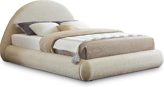 Meridian Furniture Rudy Beige Teddy Fabric Queen Bed | Amazon (US)