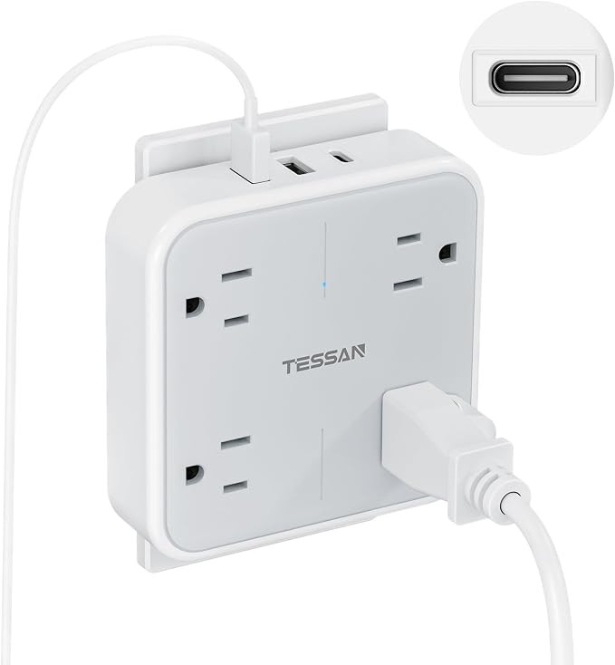 TESSAN Multi Plug Outlet Extender, Outlet Splitter with 3 USB (1 USB C Port) Wall Charger, Multip... | Amazon (US)
