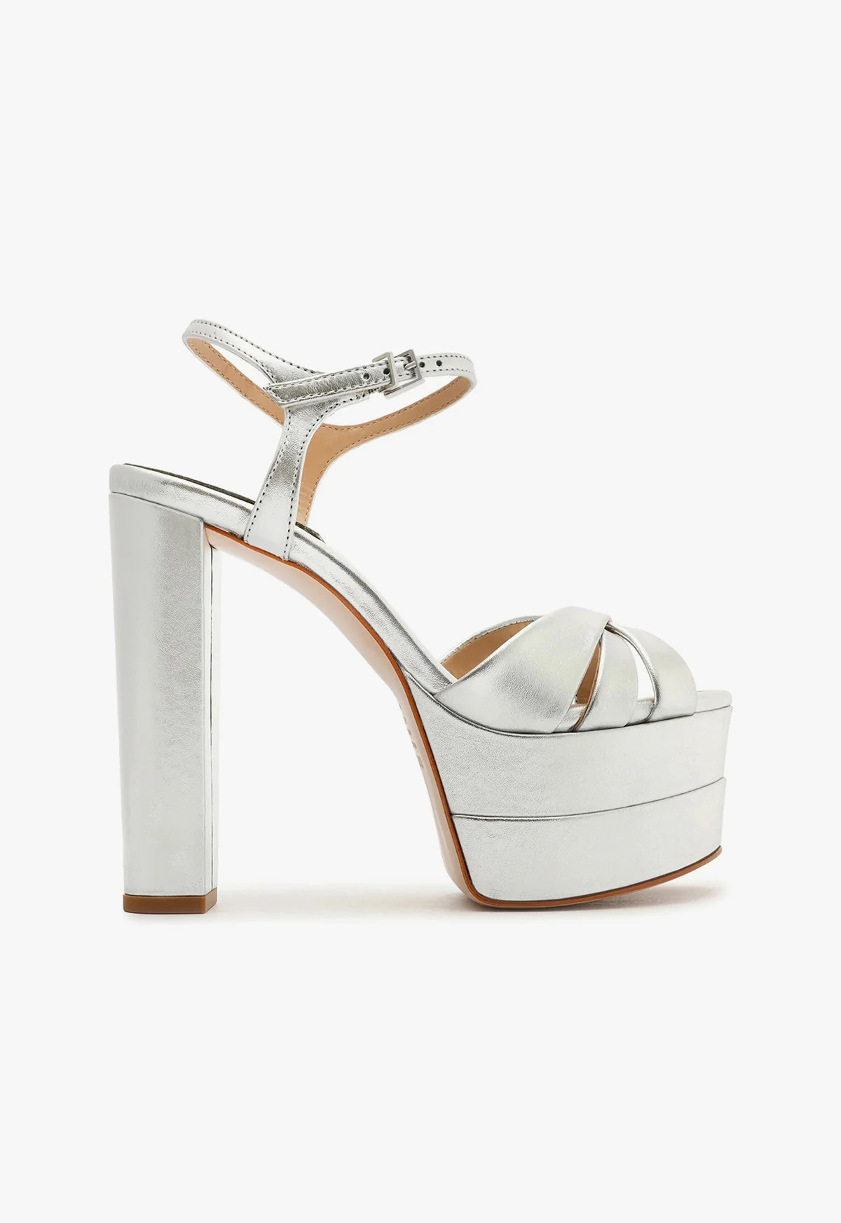 Keefa High Platform Sandal | Metallic Silver Leather - SCHUTZ | Schutz (US)