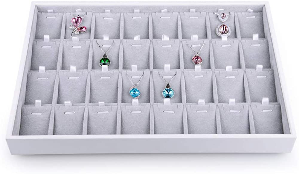 Oirlv Velvet Stackable Jewelry Tray 32 Grids Pendant Organizer Display Showcase Jewelry Storage T... | Amazon (US)