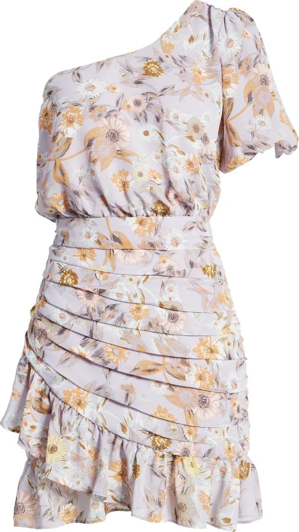 Floral One-Shoulder Ruffle Dress | Nordstrom