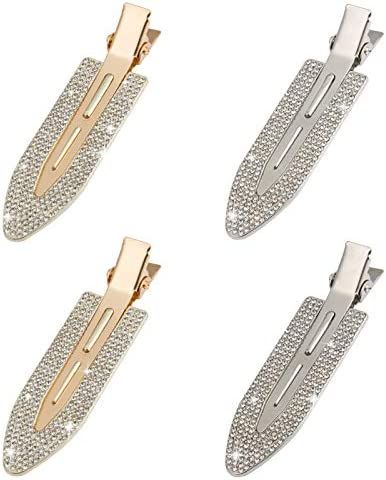 4pcs Rhinestone No Bend Hair Clips- Metal Shiny Styling Diamond Cut Pin Clip No Dent No Crease Ha... | Amazon (US)
