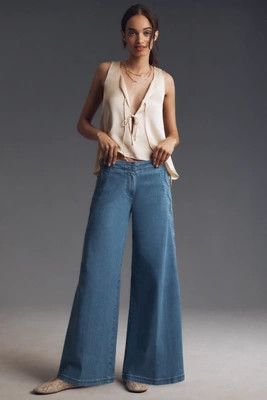 Maeve Scallop-Edge High-Rise Wide-Leg Jeans | Anthropologie (US)