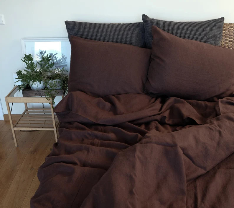 Linen Duvet Cover in Chocolate Brown color , Queen, King sizes | Etsy (US)