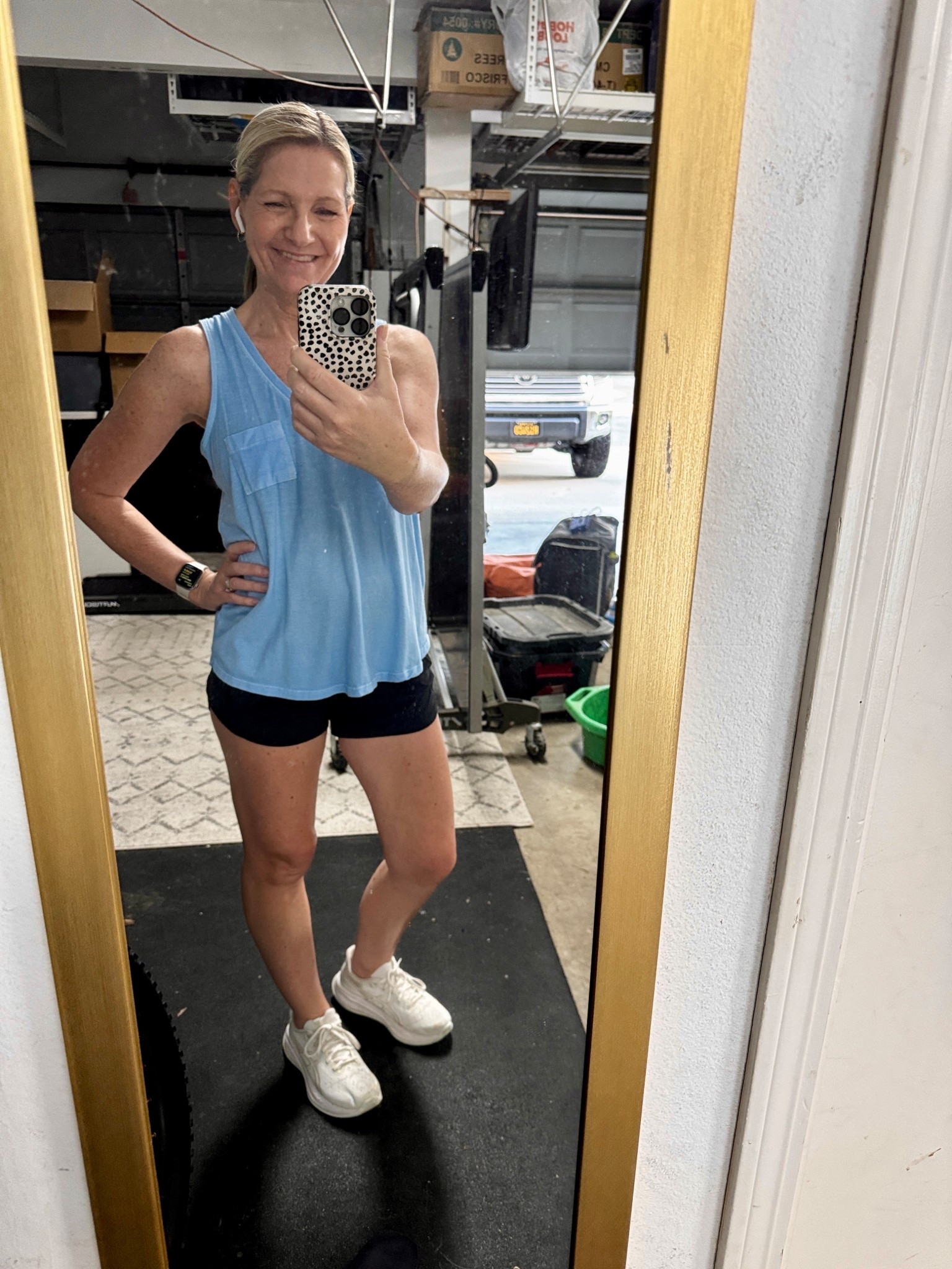 Workout outfit for a walking pad day. These v-neck tanks from Kohls are back and they make perfect layering pieces over your sports bra. 

My athletic shorts are Lululemon. 

#LTKfitnessgoals #LTKActive #LTKselfcare