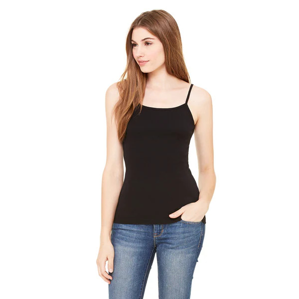Stretch Rib Women's Spaghetti Strap Black Tank | Bed Bath & Beyond