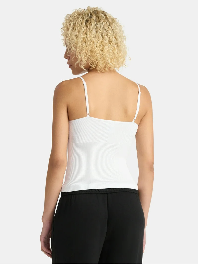 No Boundaries Seamless Miter Textured V-Neck Cami with Demi Cups, Women's - Walmart.com | Walmart (US)