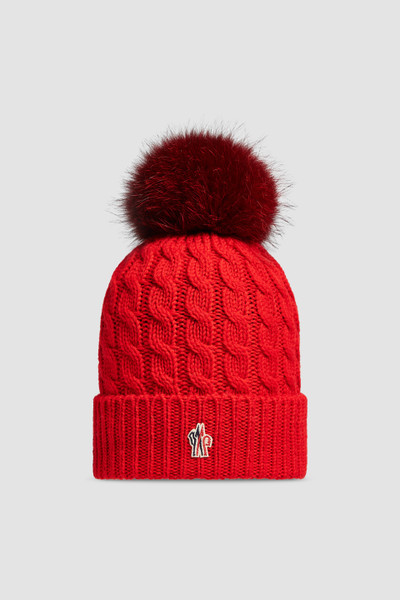 Fire Red Wool Beanie With Pom Pom - Hats & Beanies for Women | Moncler US | Moncler