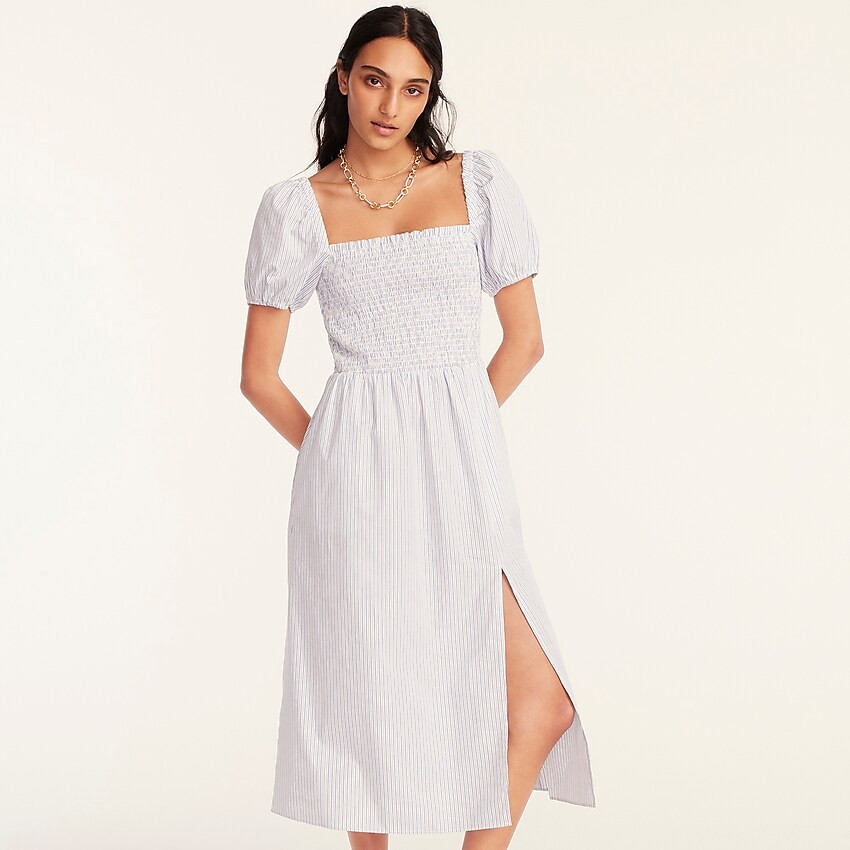 Short-sleeve smocked dress in stripe | J. Crew US
