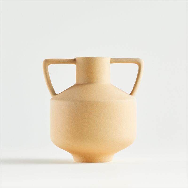 Olcott Small Yellow Vase with Handles + Reviews | Crate and Barrel | Crate & Barrel