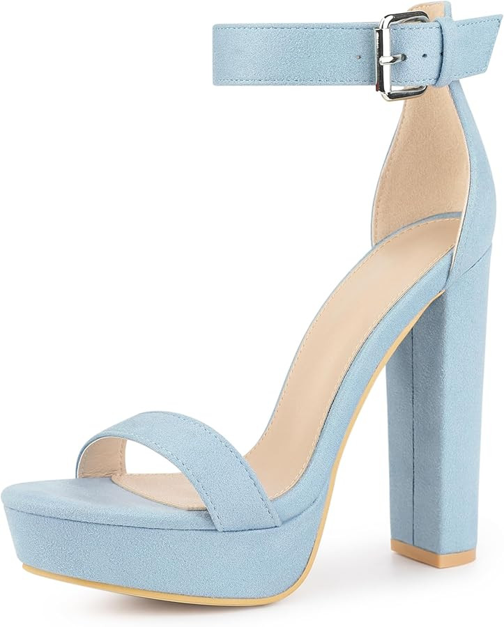Perphy Platform High Heel Ankle Strap Chunky Heels Platform Heel Sandals for Women | Amazon (US)