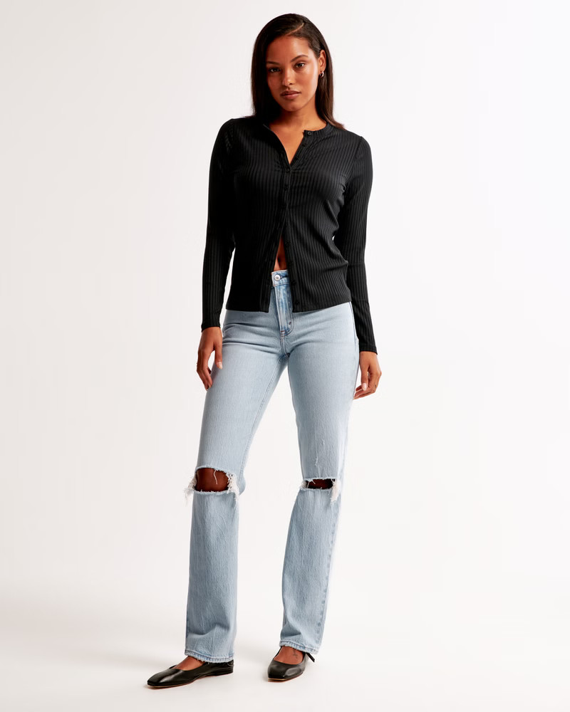 Women's Mid Rise 90s Straight Jean | Women's Bottoms | Abercrombie.com | Abercrombie & Fitch (US)