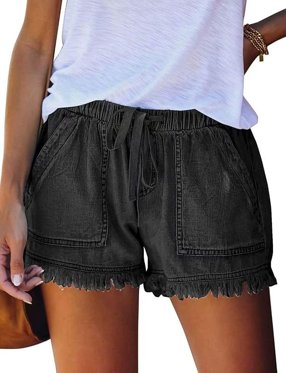 FEKOAFE Women Comfy Drawstring Casual Elastic Waist Cotton Shorts with Pockets (S-2XL) | Amazon (US)
