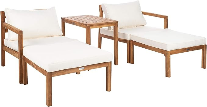 Safavieh PAT6759A Collection Pratia Natural and Beige 5-Piece Outdoor Patio Set | Amazon (US)