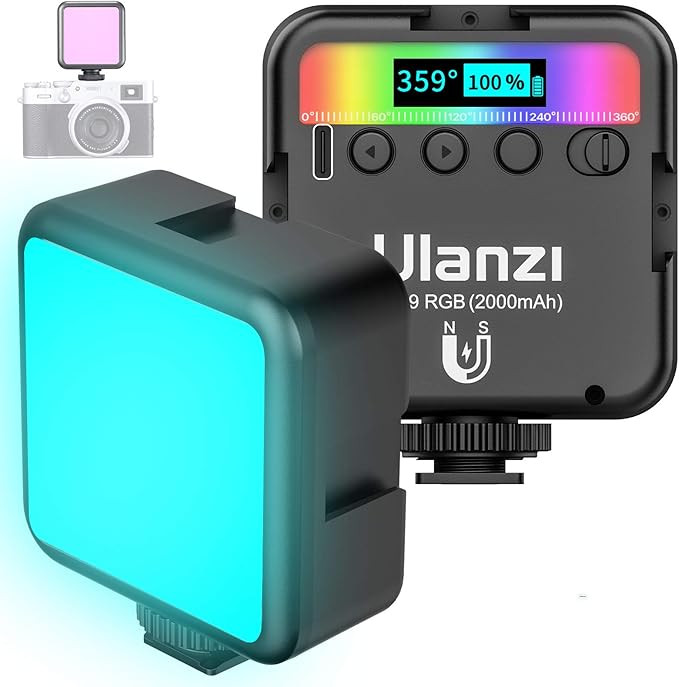 VIJIM Ulanzi VL49 RGB Video Light w 3 Cold Shoe,Mini Rechargeable LED Camera 360degFull Color Por... | Amazon (US)