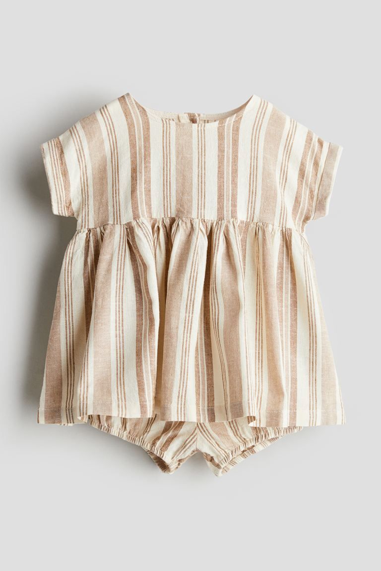2-piece Linen-blend Set - Beige/striped - Kids | H&M US | H&M (US + CA)