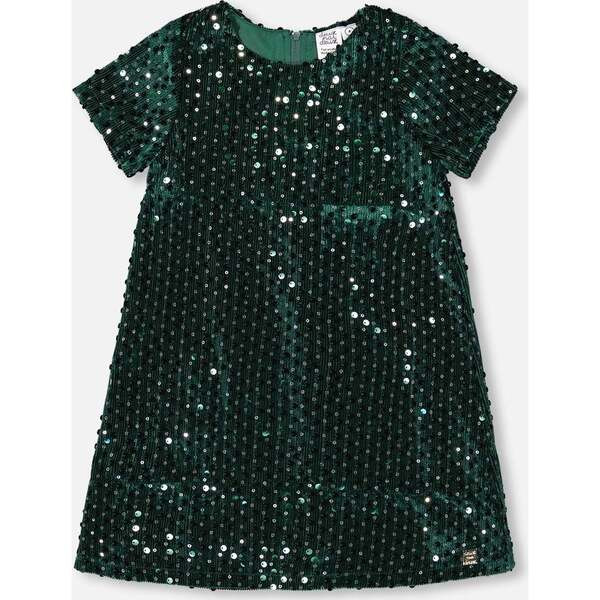 Velvet Short Sleeve Dress, Forest Green | Maisonette