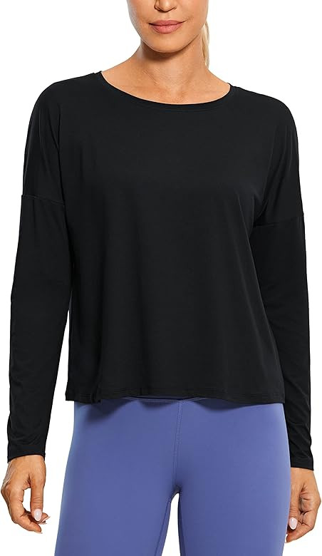 CRZ YOGA UPF 50+ Long Sleeve Shirts for Women Lightweight Workout Crop Tops Loose Fit Athletic Ru... | Amazon (US)