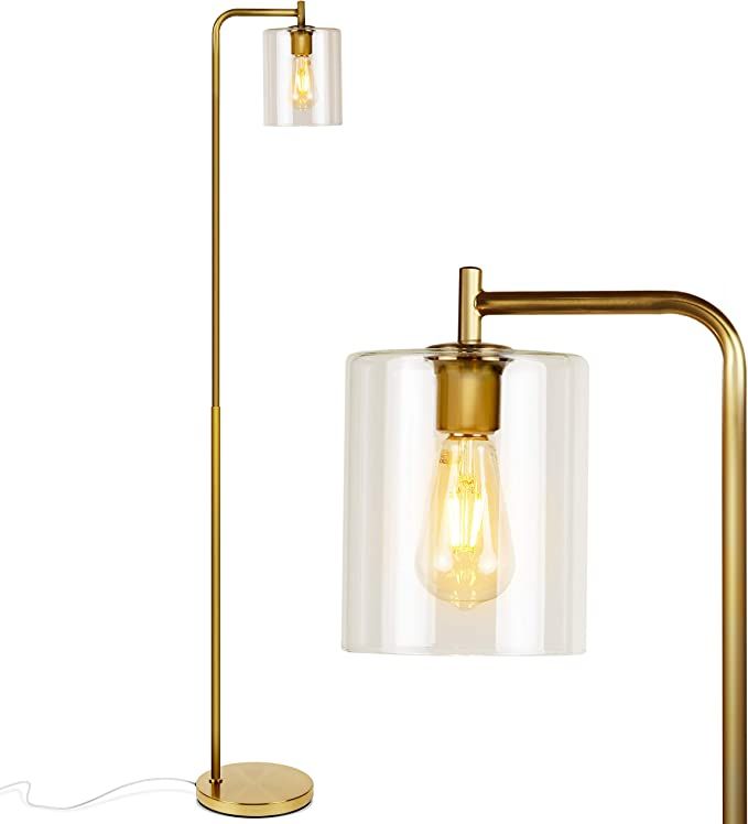 Brightech Elizabeth Industrial Floor Lamp with Glass Shade & Edison Bulb - Indoor Pole Light to M... | Amazon (US)