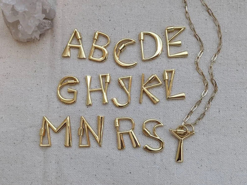 Initial Carabiner Necklace // Letter // Lock // Screw | Etsy (US)