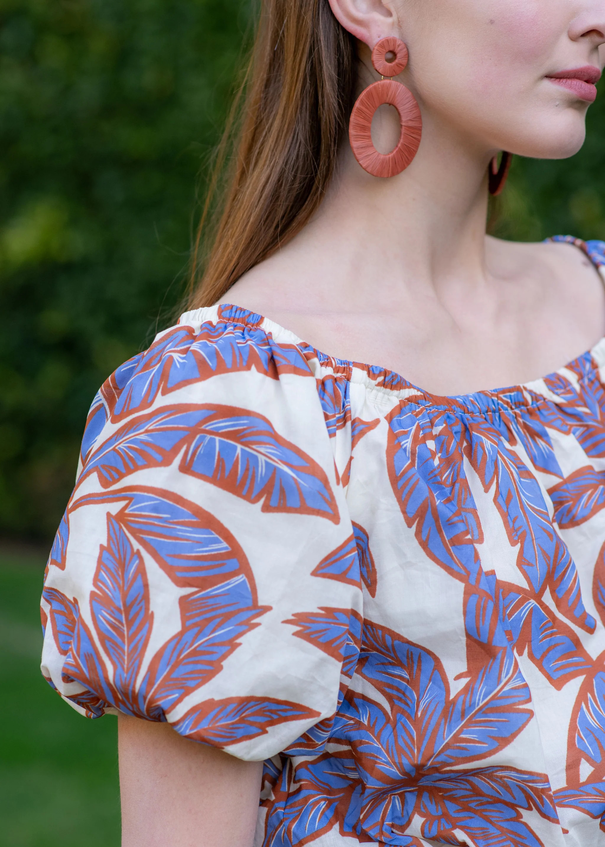 Leilani Off The Shoulder Multicolor Palm Printed Crop Top | Benaar La