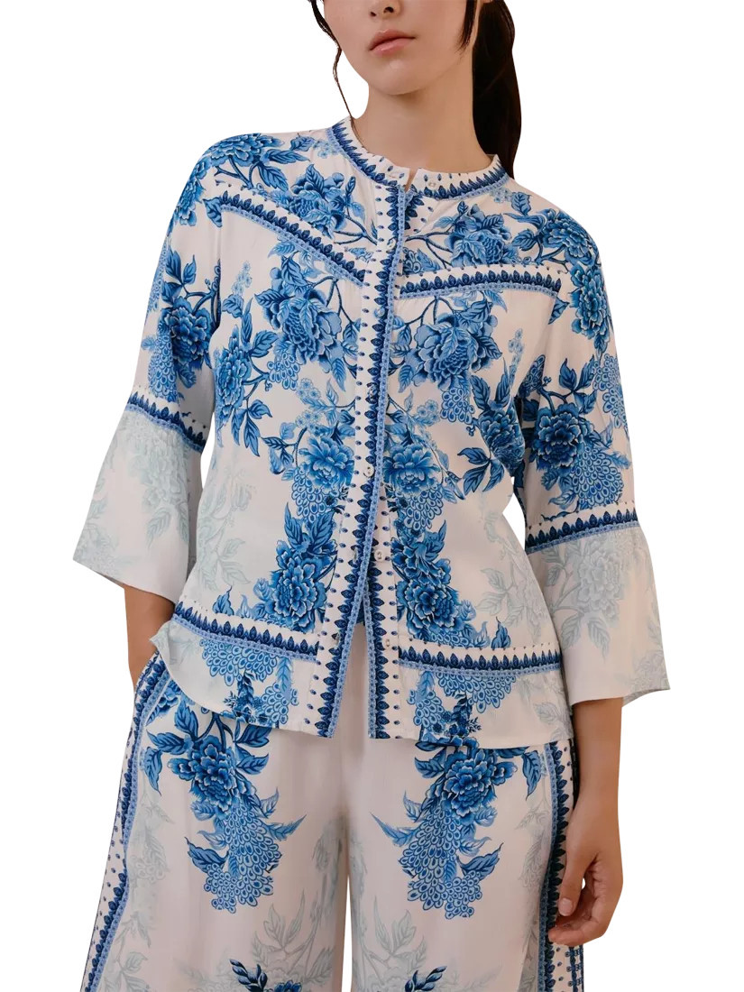 Raishma Myra Vintage Floral Shirt, White | John Lewis (UK)