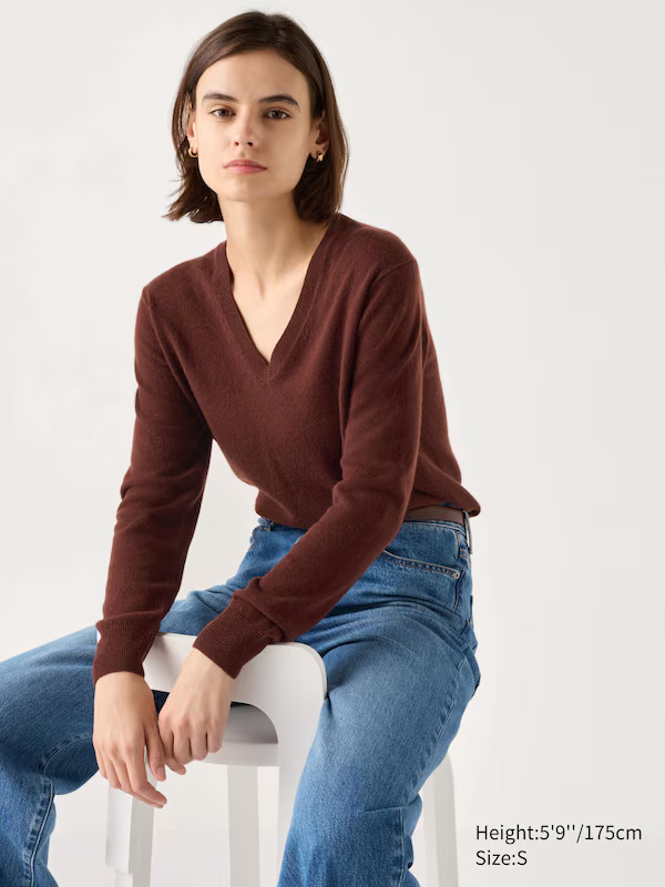100% Cashmere V Neck Jumper | UNIQLO (UK)