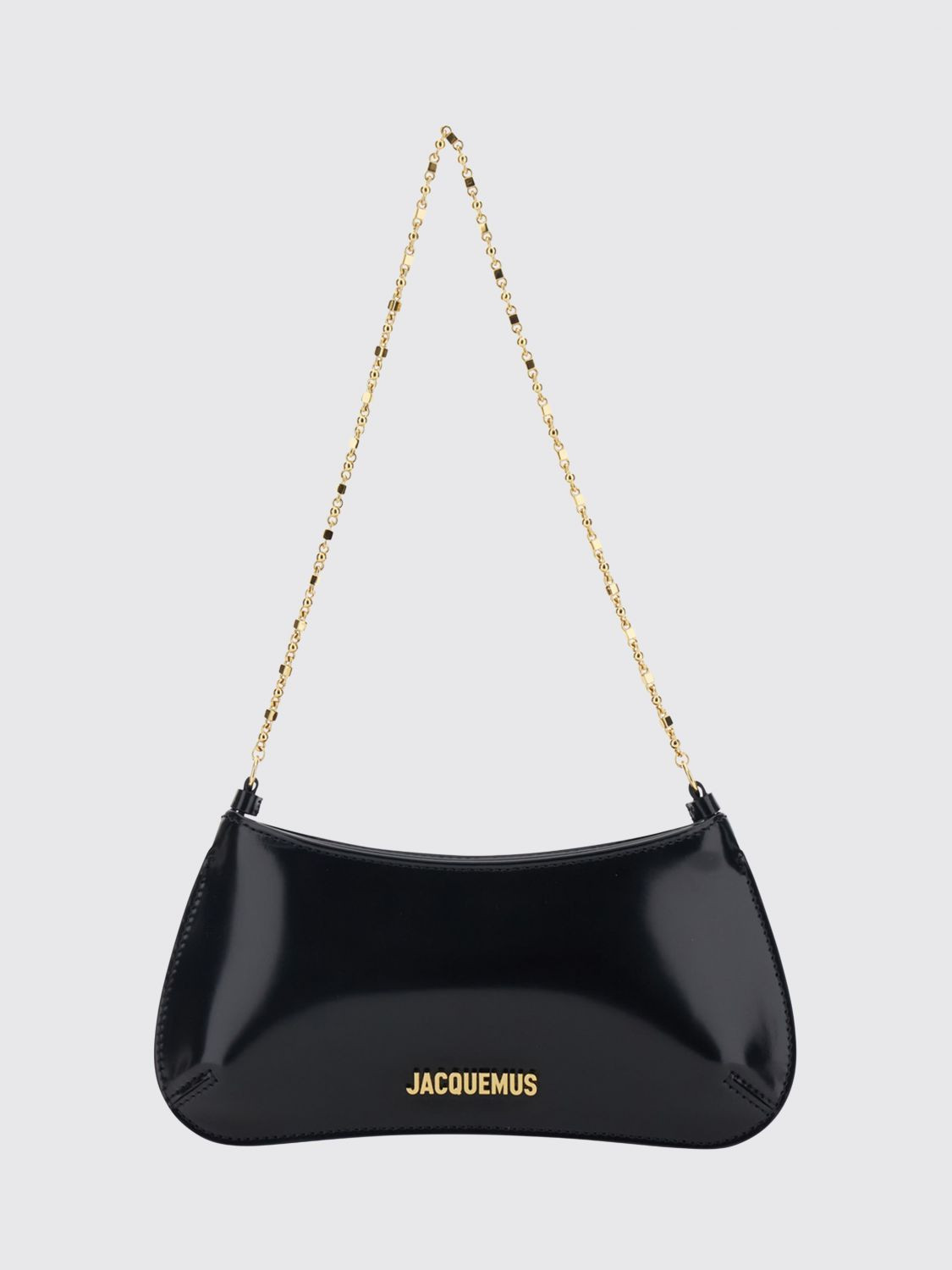 JACQUEMUS Le Petit Bisou Patent Leather Shoulder Bag with Chain Handle | Giglio.com - Global Italian fashion boutique