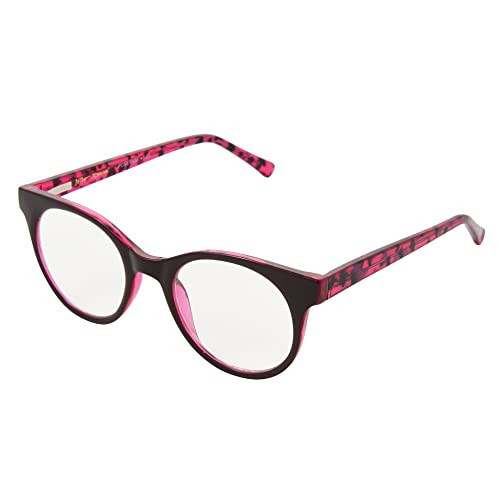 Betsey Johnson Women's Sparkle & Shimmer Round Blue Light Reading Glasses, Pink, 48 mm + 0 | Amazon (US)