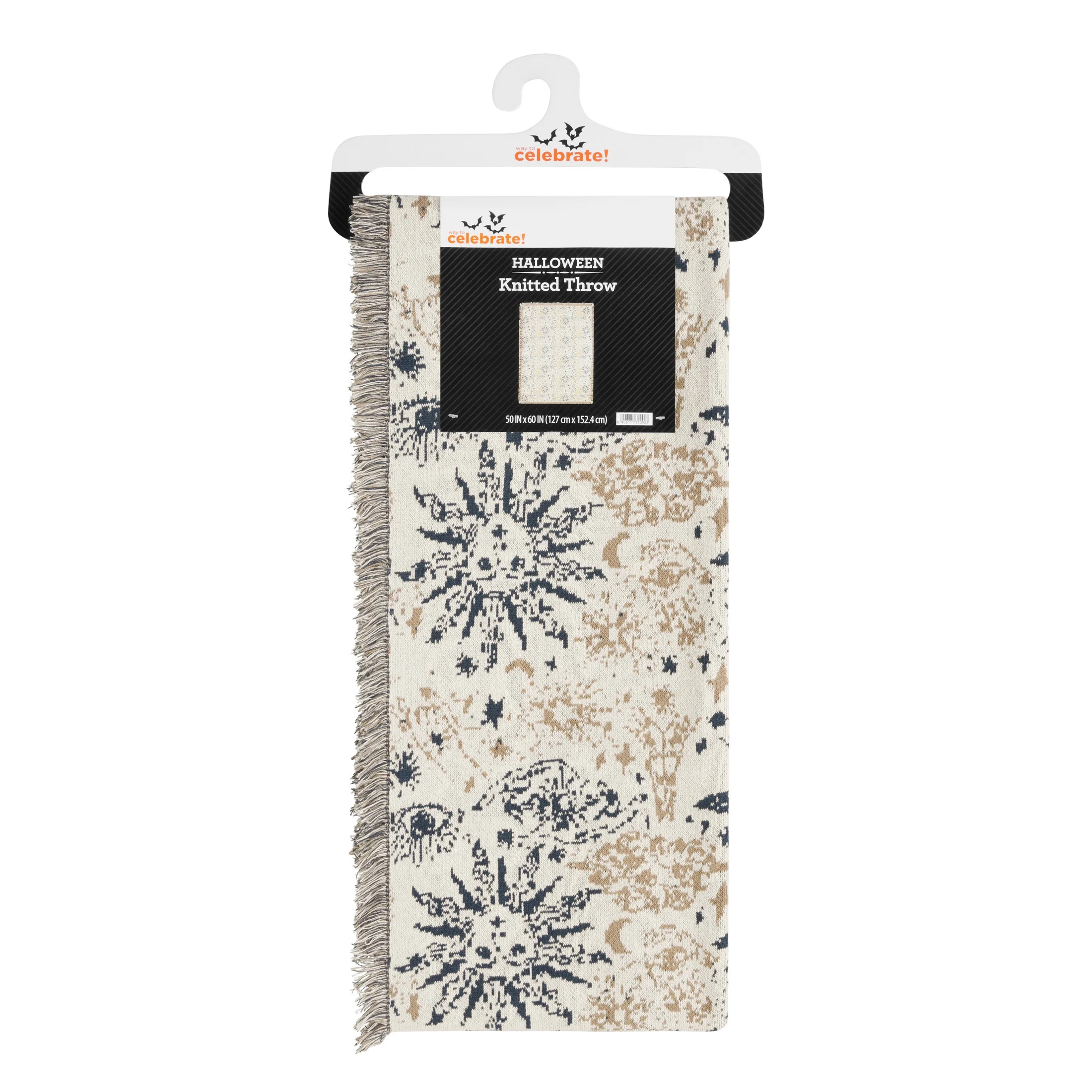 Way To Celebrate Halloween Soft Touch Multicolor Celestial Cotton-Blend Jacquard Knitted Tapestry... | Walmart (US)