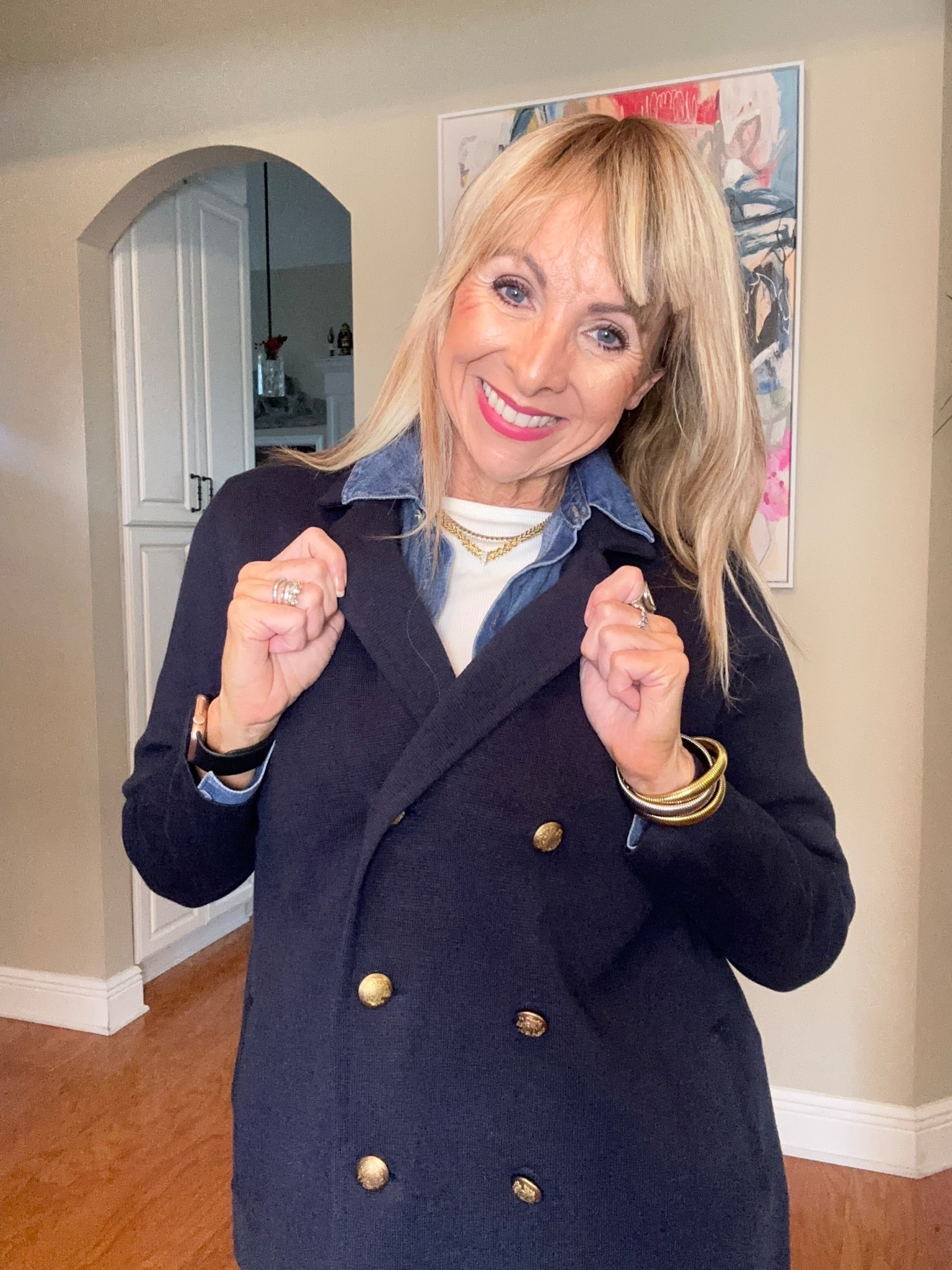 This sweater blazer is the perfect completer piece. Throw it on over a tee with denim or dress it up for work. It has the structure of a blazer but the knit fabric feels like a cardigan. Bonus: it has pockets! 
Wear it to run errands or out to lunch, comes in black too. Runs TTS
#elevatedbasics #casualchicstyle #puttogetherstyle

#LTKSeasonal #LTKootd #LTKOver40