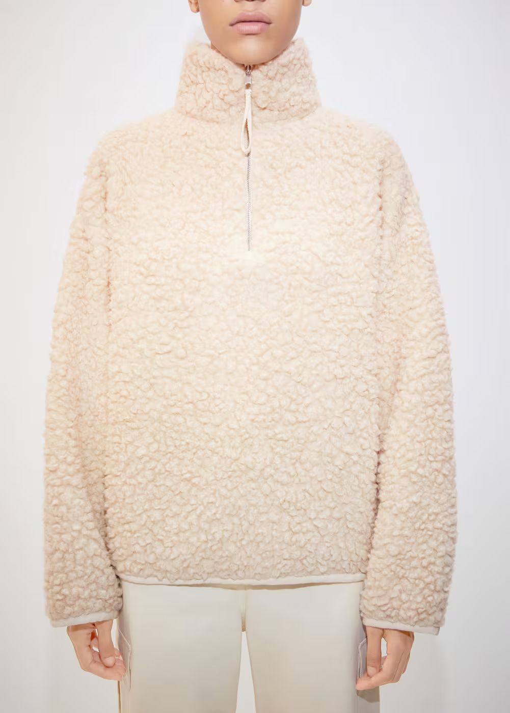 Zip-neck wool sweatshirt -  Women | Mango United Kingdom | MANGO (UK)