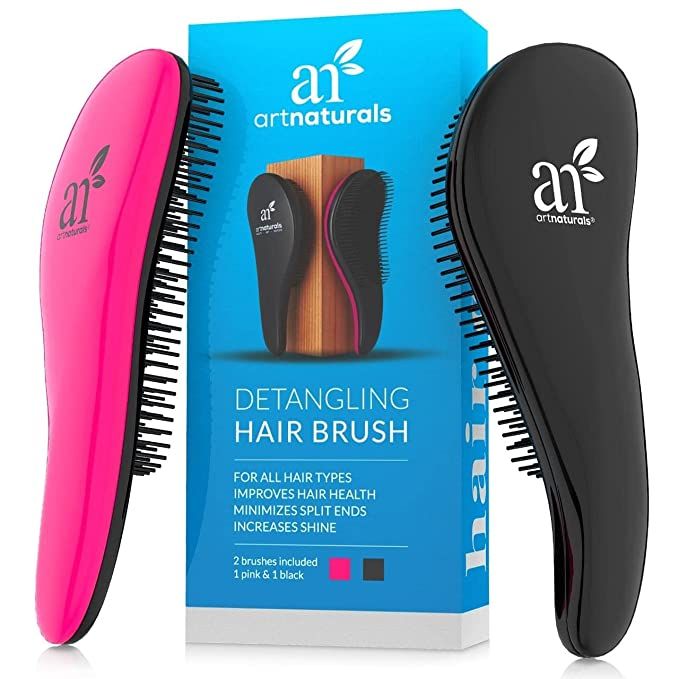 artnaturals Detangling Hair Brush Set - (2 Piece Gift Set - Pink & Black) - Detangler Comb for Wo... | Amazon (US)