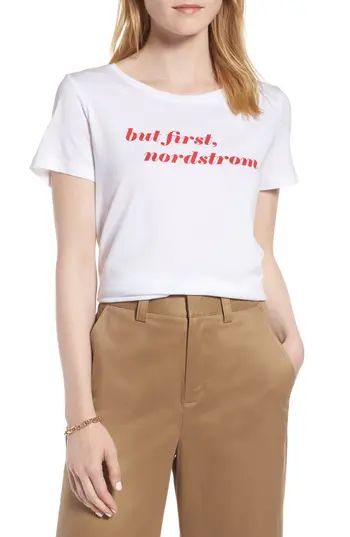 Petite Women's 1901 Short Sleeve Graphic Tee, Size XX-Small P - White | Nordstrom
