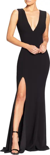 Sandra Plunge Crepe Trumpet Gown | Nordstrom