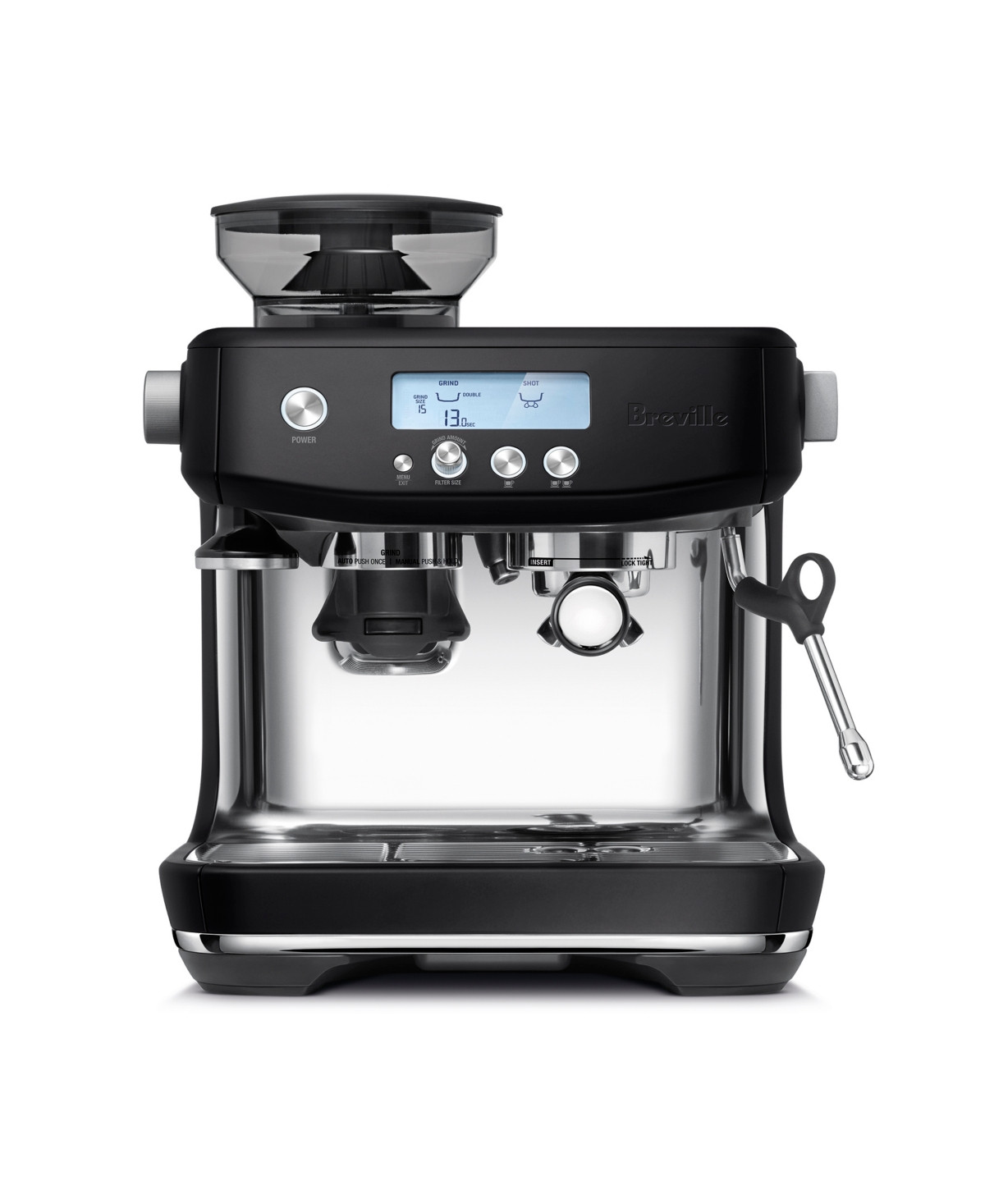 Breville The Barista Pro Espresso Machine Bean Hopper 1/2 lb, Water Tank 67 oz - Black Truffle | Macy's